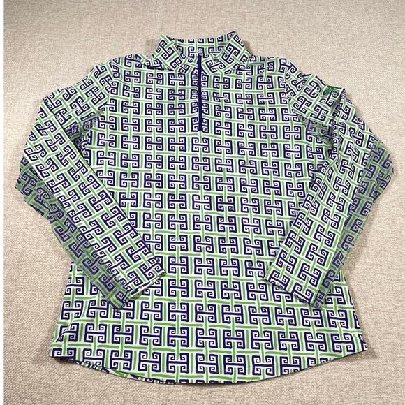 IBKUL Women’s Med Purple Green ¼ Zip Long Sleeve Pullover Golf Pickleball Top - Picture 1 of 9